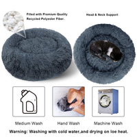 1 x RAW Customer Returns ETACCU Cat Bed Large Cats Fluffy - 60 cm Donut Cat Cushion Bed Washable, Plush Cat Bed Cat Basket Round Cuddly Bed, Dark Grey - RRP €18.53