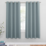 1 x RAW Customer Returns PONY DANCE Opaque eyelet curtain set of 2 short curtains opaque blackout curtain thermal curtain with eyelets, H 175 x W 140cm, gray blue - RRP €34.37