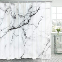 1 x RAW Customer Returns Alishomtll shower curtain textile shower curtain fabric with rings, marble waterproof shower curtain washable bathtub shower curtains anti-mould digital print polyester, 180 x 200 cm - RRP €21.06