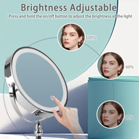 1 x RAW Customer Returns WITFAMILY cosmetic mirror with lighting with 10x magnification, 9 inch magnifying mirror with light, rechargeable double-sided makeup mirror with lighting for bathroom silver  - RRP €38.99