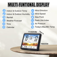 1 x RAW Customer Returns Raddy AG7 radio weather station with outdoor sensor thermometer hygrometer, 7.4 digital display DCF radio clock, temperature humidity monitor with weather forecast and barometer - RRP €99.99