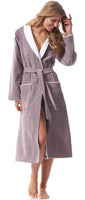 1 x RAW Customer Returns Morgenstern women s bathrobe with shawl collar, cotton terry velour, long, size S, beige grey - RRP €60.46