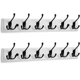 1 x RAW Customer Returns LARHN Coat Hooks White 2 pieces - Coat Rack White with 6 Hooks in Black - 59 cm - Coat Hooks Wall - Wall Coat Rack for Hallways, Cloakrooms, Bedrooms and Bathrooms - RRP €39.99