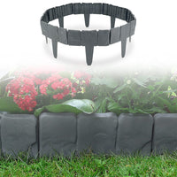 1 x RAW Customer Returns Lawn edging in stone look, bed edging, garden fence, plastic, 20 pieces, 5M palisade bed edging, anthracite 20, grey  - RRP €27.99