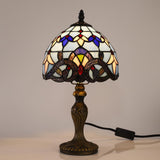 1 x RAW Customer Returns FUMAT Tiffany Table Lamp, Retro Lamp, Small Bedside Lamp, Decorative Table Lamp, Glass Lampshade, With E27 LED Light Bulb, for Bedroom Living Room Office - RRP €70.58