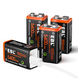 1 x RAW Customer Returns EBL 9V batteries - USB rechargeable batteries 1.5 V 5400 mWh, micro charging cable - quick charge in 2 hours pack of 4  - RRP €26.21