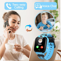 1 x RAW Customer Returns clleylise Smartwatch Kids, Children Smartwatch with GPS and Phone Voice Chat, SOS IP68 Waterproof Game Camera Alarm Clock Touch Screen, Smart Watch for Boys Girls 4-16 Years Student Gift Blue  - RRP €30.24