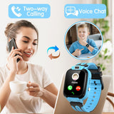 1 x RAW Customer Returns clleylise Smartwatch Kids, Children Smartwatch with GPS and Phone Voice Chat, SOS IP68 Waterproof Game Camera Alarm Clock Touch Screen, Smart Watch for Boys Girls 4-16 Years Student Gift Blue  - RRP €30.24