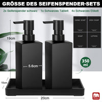 1 x RAW Customer Returns GMISUN soap dispenser bathroom, 12 ounce 355 ml dishwashing liquid dispenser for kitchen, modern soap dispenser black glass with tray and waterproof labels, hand soap dispenser, liquid soap dispenser, soap dispenser - RRP €25.2