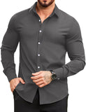 1 x RAW Customer Returns COOFANDY Men s Long Sleeve Button Down Shirt Non-Iron Shirts Solid Casual Shirt Regular Fit Dark Gray XL - RRP €26.99