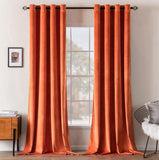 1 x RAW Customer Returns MIULEE Orange Yellow Velvet Curtain with Eyelets, Beautiful Soft Velvet Curtains Short for Bedroom Living Room, 2 Pack Velvet Curtains Short Opaque Each 160 cm Long, Thick Velvet Thermal Curtain Winter - RRP €42.0