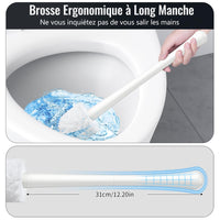 6 x Brand New Brosse WC, Brosse Toilettes WC 40,5cm avec Manche Long, Balai Toilette WC avec Support Ventil , Balayette WC avec Poils Dur, Brosse WC Blanc Anti Rouille, Brosses WC et Supports, Balai WC, Brosse WC - RRP €86.82