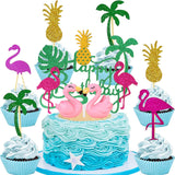 3 x Brand New YGCHEN cake decoration flamingo cake decoration pineapple cake topper Happy Birthday Cake Toppers Flamingos Figures Cake Decoration Hawaii Aloha Cupcake Topper Summer Birthday Party Decoration - RRP €39.21