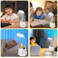 1 x RAW Customer Returns VUENICEE desk lamp for children, desk lamp dimmable LED table lamp with pen holder and projection, USB C connection bedside lamp for children, 360 adjustable gooseneck reading light - RRP €19.99