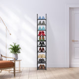 1 x RAW Customer Returns Hossejoy shoe rack with 10 shelves, metal shoe cabinet tall and narrow, multifunctional shoe rack, shoe storage, standing shelf for living room, bedroom, entrance area, hallway, 28 x 30.5 x 175 cm - RRP €24.19