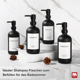 1 x RAW Customer Returns GMISUN shampoo bottles for filling, 4 pieces 500ML shower gel and shampoo dispenser for shower, glass soap dispenser shower black matt, stylish shower dispenser for bathroom, modern shower gel dispenser for shower - RRP €25.99