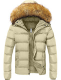 1 x Brand New SZORY Men s Winter Coat Short Thick Warm Jacket with Detachable Faux Fur Hood Khaki,XXL  - RRP €90.98