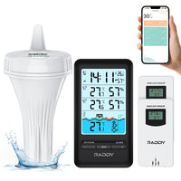 1 x RAW Customer Returns Raddy PT-3 Wi-Fi Pool Thermometer Floating, APP Remote Monitoring Easy to Read, Large Digital Display, with 2 Additional Sensors, for Indoor and Outdoor Swimming Pools - RRP €64.99