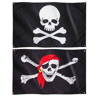 1 x RAW Customer Returns Runesol Pirate Flag, Double Pack, 91x152cm, 3ft x 5ft, Skull and Crossbones, 4 Brass Grommets in Each Corner, Party Flags, Halloween Decorations, Waterproof - RRP €26.4