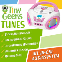 1 x RAW Customer Returns TinyGeeks Tunes Kids Boombox CD Player for Children NEW 2024 FM Radio Batteries Included Blue Radio - with Speakers Children and Toddlers - Pink - RRP €49.97