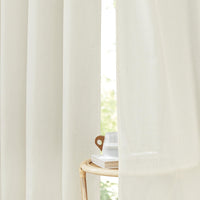 1 x RAW Customer Returns PONY DANCE Country House Curtain Linen Extra Long Curtains and Drapes Living Room Eyelet Curtain Set of 2 Curtains Semi-Transparent Curtain Linen Curtains for Living Room, H 260 x W 140 cm, Ivory White - RRP €38.95