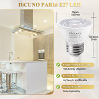 1 x RAW Customer Returns DiCUNO E27 LED lamp 6W, neutral white 4000K, MR16 LED spotlight, 500LM in 60 beam angle, replaces 50W halogen spotlight, PAR16 short LED spot, 90Ra, no flickering, not dimmable, 230V, set of 6 - RRP €22.16