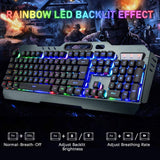 1 x RAW Customer Returns Wireless Gaming Keyboard and Mouse Set, 2.4G Rechargeable 3800mAh Large Capacity Rainbow LED Backlight Gaming Keyboard 2400DPI 7-Color Breathing Backlit Mouse - RRP €53.44