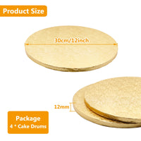 1 x RAW Customer Returns Cake Board Cake Base 12mm x 30cm 12inch Cake Board Round 4 Pieces Reusable Cake Base for Transporting Cakes and Tarts Gold  - RRP €16.13