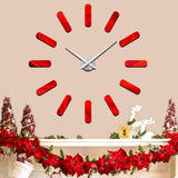 1 x RAW Customer Returns VANGOLD DIY 3D Wall Clock Modern Silent Large Wall Clock XXL Red Mirror Sticker for Christmas Decoration Gifts Home Restaurant Office and Hotel 103  - RRP €17.39