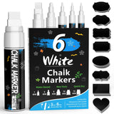 1 x RAW Customer Returns SAKEYR White Chalk Pens for Window Blackboard Washable, Set of 6 Chalk Pens and 45 Chalkboard Labels, White Chalk Markers for Glass Spice Jars 1mm, 1mm, 3mm, 6mm, 10mm and 15mm  - RRP €10.88