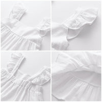 1 x RAW Customer Returns AGQT Kids Toddler Baby Girls Summer Dress Casual Ruffle Sleeve Casual Dress Princess Beach Party Dress White Size 1-2 Years - RRP €22.96