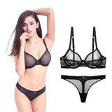 1 x RAW Customer Returns VarsBaby Sexy women s lingerie set transparent bra lingerie set Gossard erotic bra and panties set underwear set women s V-neck lingerie part underwired bra seductive women s - RRP €27.6