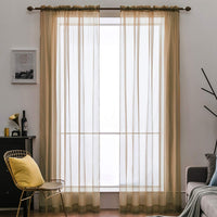 1 x RAW Customer Returns MIULEE Set of 2 Voile Curtains Transparent Curtains Made of Voile Polyester Rod Pull-through Transparent Living Room Airy Decorative Curtain for Bedroom Brown 55 W x 96 L, Rod Pocket - RRP €21.17