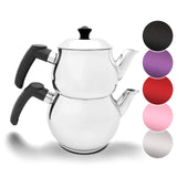 1 x RAW Customer Returns Turkish Tea Kettle Teapot Caydanlik Demlik Induction Suitable Kettle Black Model 2  - RRP €33.23