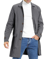 1 x RAW Customer Returns Feziakuk Men s Trench Coat Single Breasted Long Coat Light Lapel Autumn Winter Jacket Transition Jacket, Dark Grey M - RRP €55.45