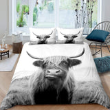 1 x RAW Customer Returns Highland Cow Comforter Cover 155X220 Farmhouse Animal Milk Bedding Set Funny Cute Cow Duvet Cover Wildlife Animal Duvet Cover Gray White Bedding Set Room Decor - RRP €36.29