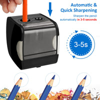 2 x RAW Customer Returns Electric pencil sharpener with container 2 sizes 6-12 mm, USB electric sharpener with can, 6 blades, brush, pencil sharpener electric for children pencils crayons triangular hexagon round thick thin - RRP €35.96