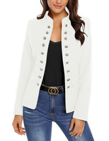 1 x RAW Customer Returns Roskiky Women s Blazer Elegant Women s Blazer, Cardigan, Leisure, Business, with Pockets, Decorative Buttons on the Front, White, L Summer Women s Jacket - RRP €50.99