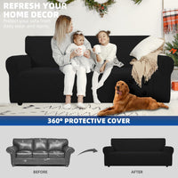 1 x RAW Customer Returns Ystyle Stretch Sofa Cover 3 Seater, Elastic Sofa Cover with Armrests, Jacquard Couch Cover Non-Slip, Washable Sofa Cover Protector for Dogs Pets, Black - RRP €39.04