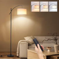 1 x RAW Customer Returns FIMEI Arc Floor Lamp for Living Room, 74 , Dimmable LED, Continuously Adjustable Color Temperature, Tall Floor Lamp with Drum Shade, Remote Control, 9W LED Bulb, Ideal for Reading, Bedroom, Office - RRP €80.66