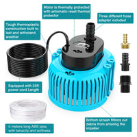 1 x RAW Customer Returns AISITIN Mini Submersible Pump, 80W Water Pump Aquarium Submersible Pump, 850 GPH with 3 Adapters and Drain Hose, for Pool Covers, Pond Drainage, Aquarium Aeration, Garden Irrigation - RRP €39.34