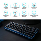 1 x RAW Customer Returns RK ROYAL KLUDGE RK68 Hot-Swappable 65 Wireless Mechanical Keyboard, 65 68 Keys Compact Bluetooth Gaming Keyboard with Dedicated Arrow Control Keys, Quiet Red Switch, Black - RRP €61.3