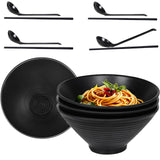 1 x RAW Customer Returns Greentainer Ramen Bowl made of melamine-4 pcs Japanese tableware set 40 OZ 1170ml soup bowls Noodle Bowl with chopsticks and spoon for salad, large bowl for children adults Black - RRP €31.01