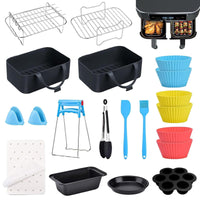 1 x RAW Customer Returns 20PCS Accessories Hot Air Fryer for Ninja Foodi AF300EU AF400EU, 2024 New Dual Zone Hot Air Fryer Accessories, Airfryer Accessories Including Baking Pan, Silicone Mold, Liner, Racks - RRP €40.33