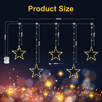 1 x RAW Customer Returns GlobaLink light curtain window for Christmas, battery operated 5 star curtain lights with 8 modes, IP65 waterproof star fairy lights with timer for wedding balcony window warm white and colorful  - RRP €28.99