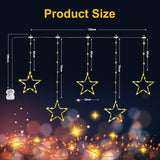 1 x RAW Customer Returns GlobaLink light curtain window for Christmas, battery operated 5 star curtain lights with 8 modes, IP65 waterproof star fairy lights with timer for wedding balcony window warm white and colorful  - RRP €28.99