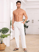 1 x RAW Customer Returns Puimentiua Men s Linen Long Pants Lightweight Leisure Summer Holiday Beach Trousers White L - RRP €24.0