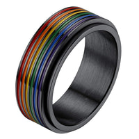 1 x Brand New PROSTEEL Spinner Ring Black Men Women Size 54, LGBT Anti-Stress Ring for Gay Lesbian - RRP €20.4