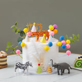 1 x Brand New Cake Decoration Safari Jungle Cake Topper Animal Party Decorations Elephants, Tigers and Zebras with Mini Birthday Party Hat Color Balloons Cake Toppers Happy Birthday Cake Toppers 3 Tier  - RRP €12.1