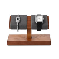 1 x RAW Customer Returns Papten wooden watch stand, watch storage, watch holder, jewelry stand, jewelry display for 2 watches gray  - RRP €33.26